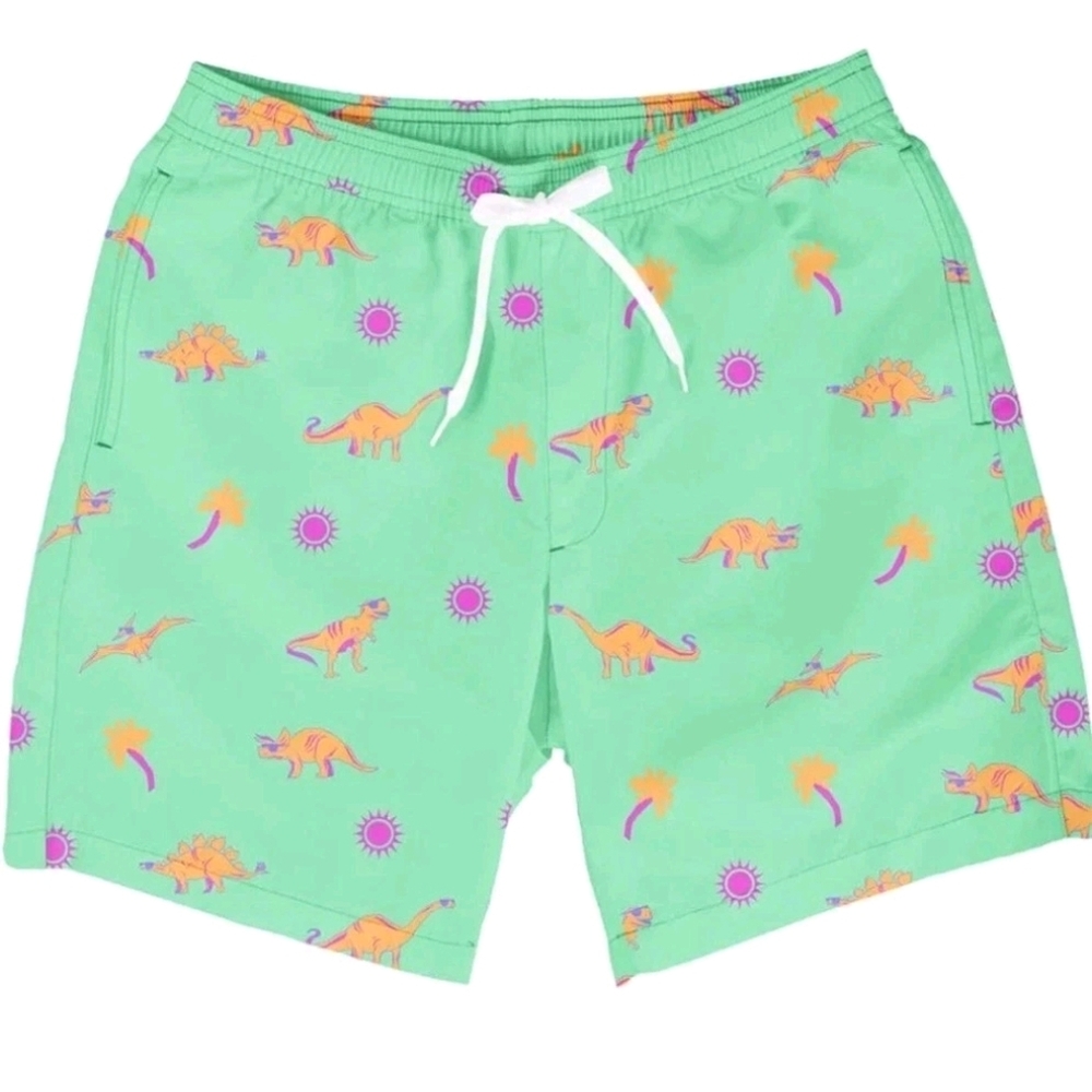 TIPSY ELVES DINO DESERT Stretch SWIM TRUNKS Men's Size Large Or 2X-Large GREEN